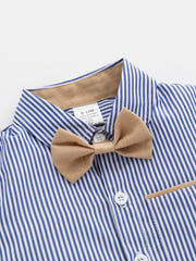 Baby Boys Gentleman Outfit Long Sleeve Shirt With Bowtie & Suspender