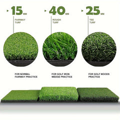 Thickened Golf Hitting Mat Swing Practice Non-slip Indoor Outdoor Mat w/ 6 Bubbl