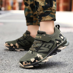 Boy's Camo Mesh Sneakers Non Slip Soft Sole Shoes For Kids Outdoor