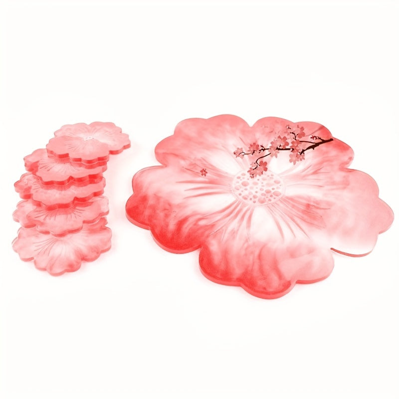 Flower Shape Tea Tray Coaster Mold Set DIY Hand Crystal Drop Glue Flower Mold