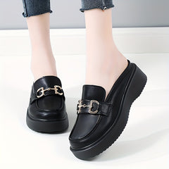 Women's Metal Decor Loafers Slip On Shoes