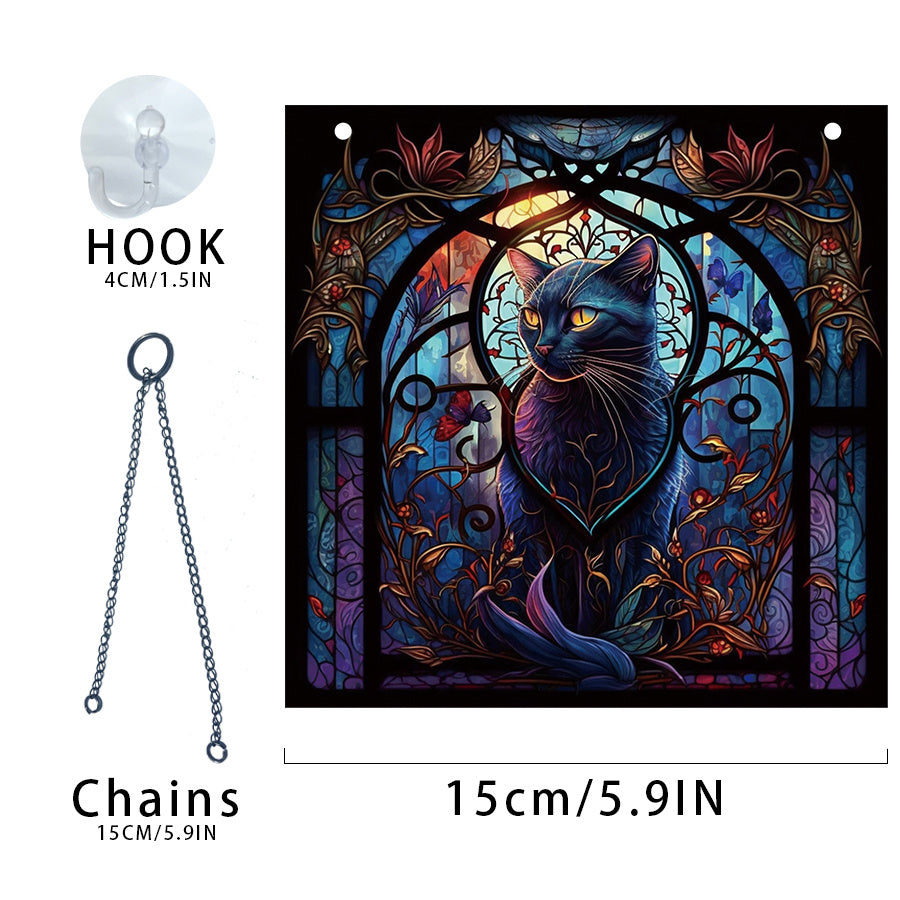 Halloween Cat Acrylic Window Hanging Decoration