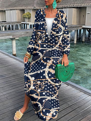  Print Button Up Maxi Dress
