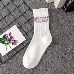 Cartoon Letter Socks - Comfy & Breathable Women's Mid Tube Socks