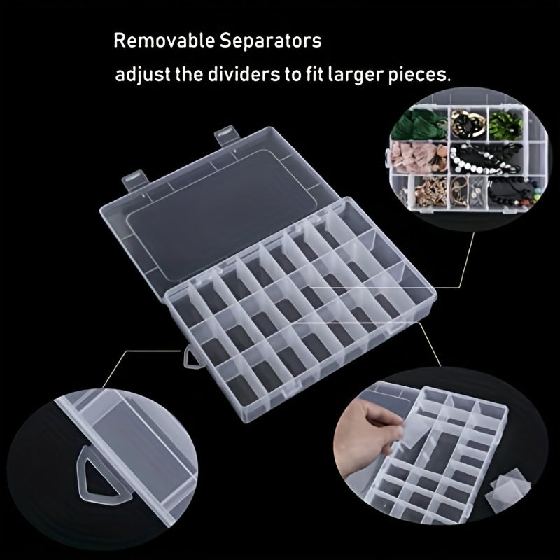 Clear Plastic Organizer Storage Box 24 Grids Washi Tape Jewelry