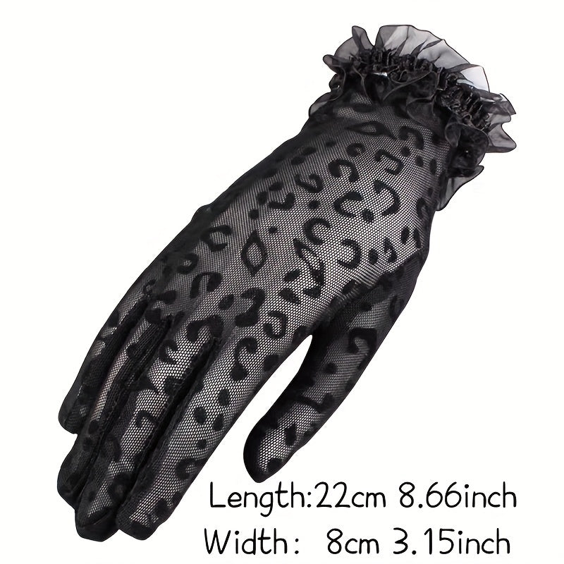 Leopard Print Mesh Women's Casual Evening Gloves
