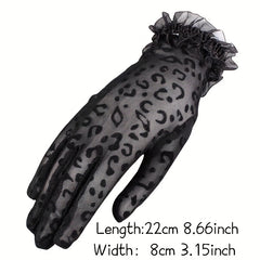 Leopard Print Mesh Women's Casual Evening Gloves