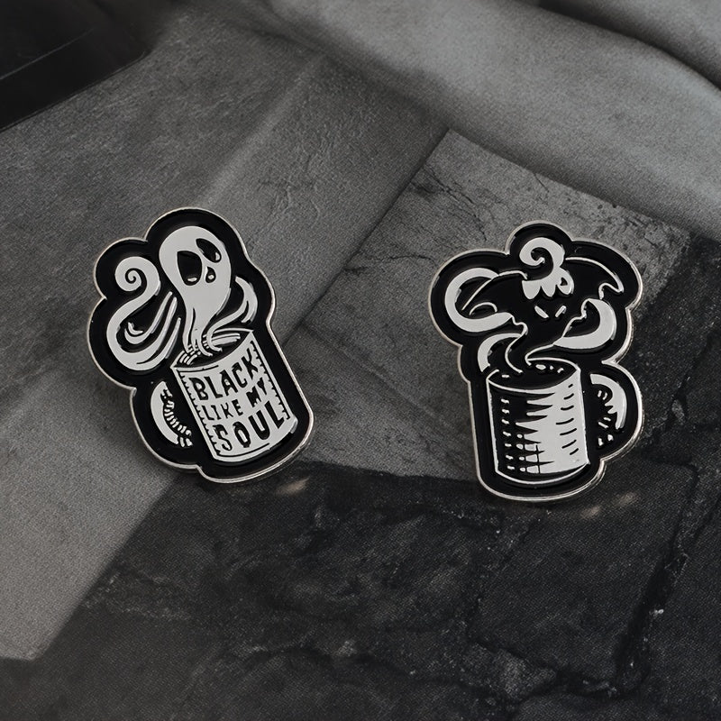 Ghost Devil Cup Brooch Punk Coffee Cup Cartoon Brooch Pin