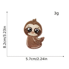 8pcs Boys Cartoon Sloth Embroidered Patches for Clothes Jackets Jeans