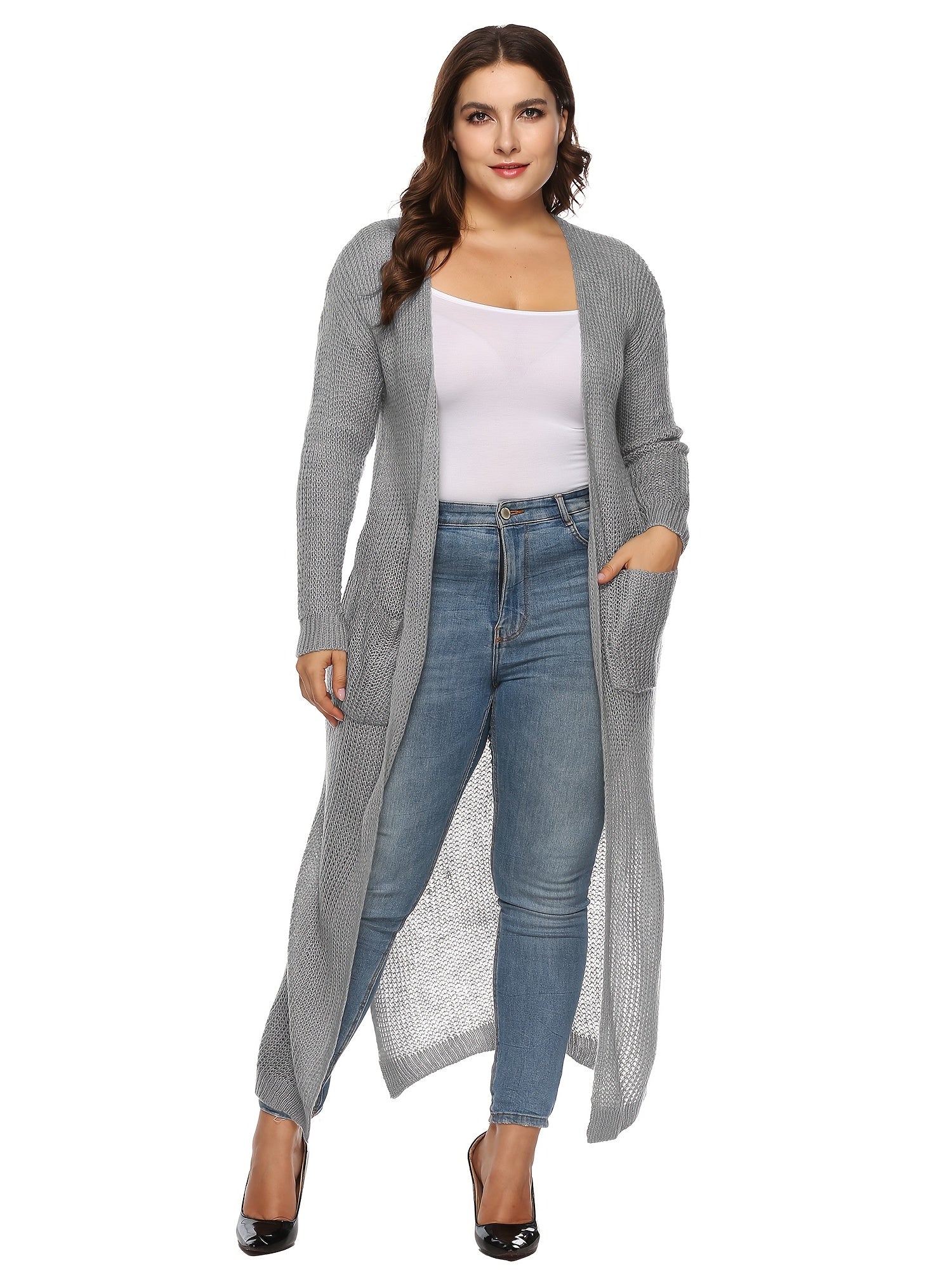  Oversized Long Sleeve Sweater Cardigan Women's Plus Casual