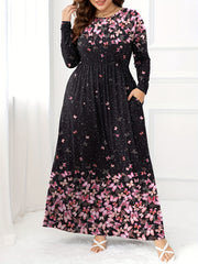 Women's Plus Butterfly Print Maxi Dress