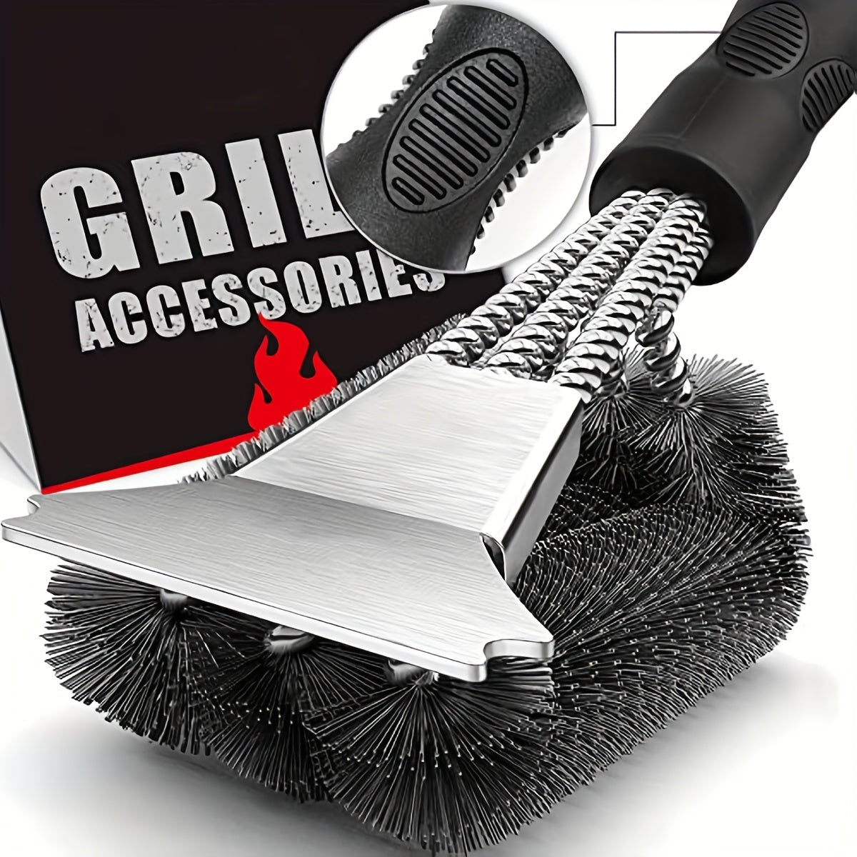 Grill Brush & Scraper 45 Barbecue Triple S BBQ Cleaner Safe Wire Bristles