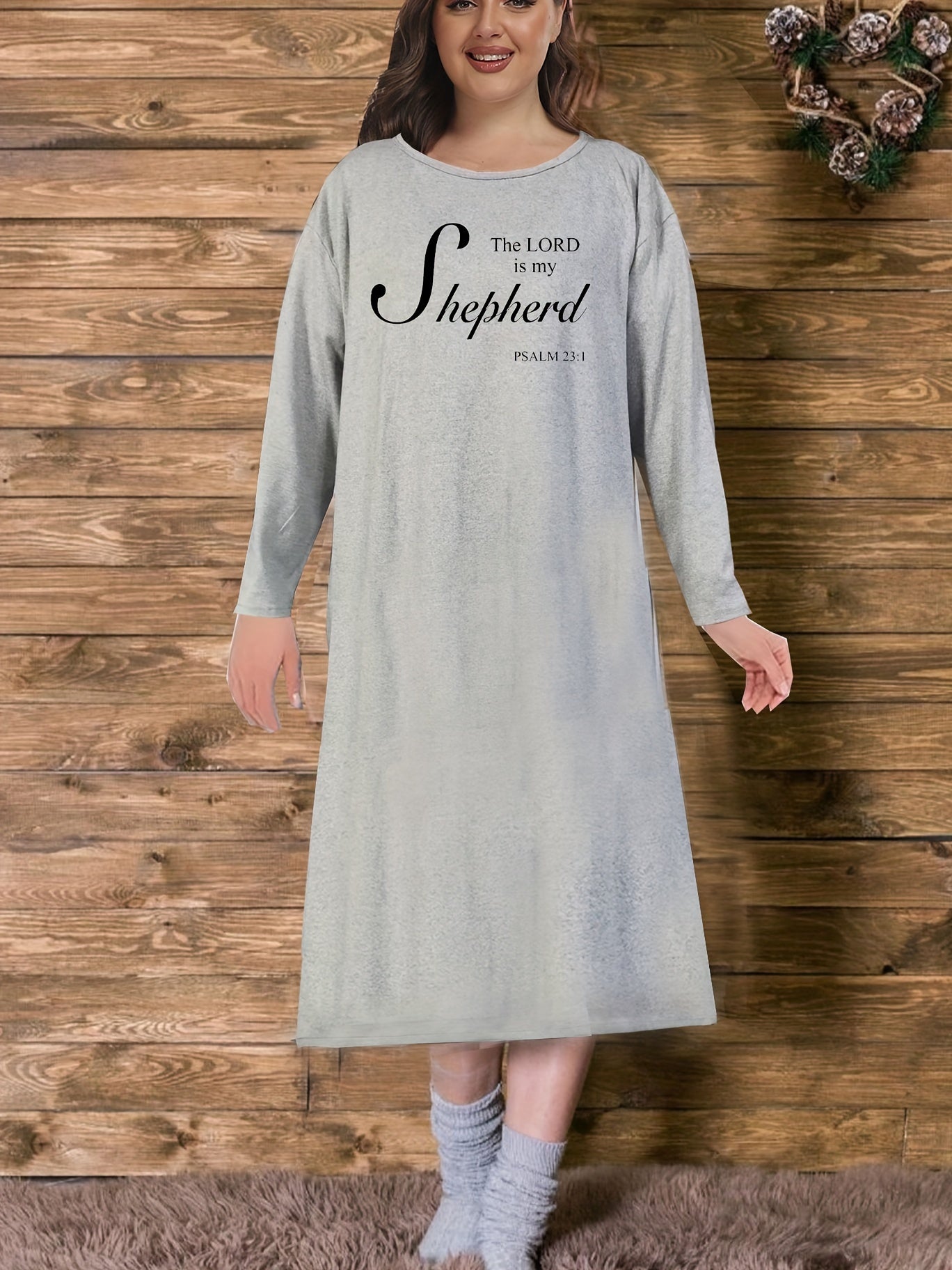  Poem Print Long Sleeve Tee Nightdress