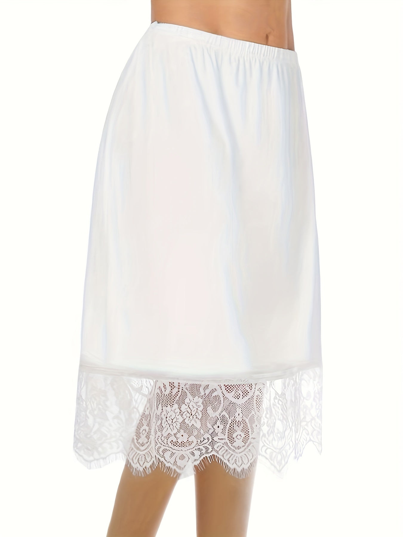 Women's Lace Trim Solid Skirt Sexy Stretch Half Slips Petticoat