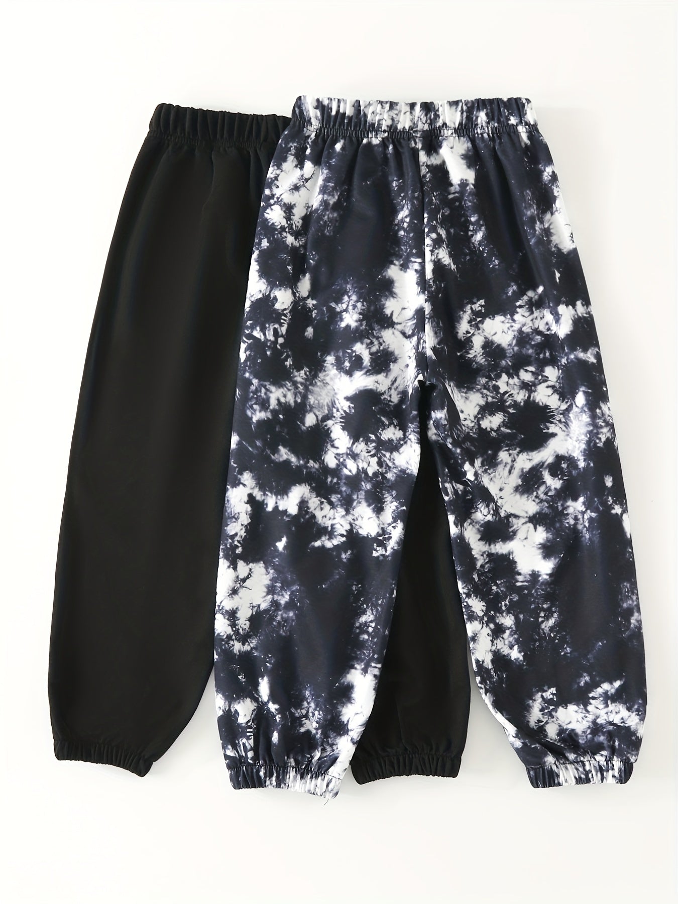 2pcs Boys Tie Dye Solid Long Pants for Spring/Autumn