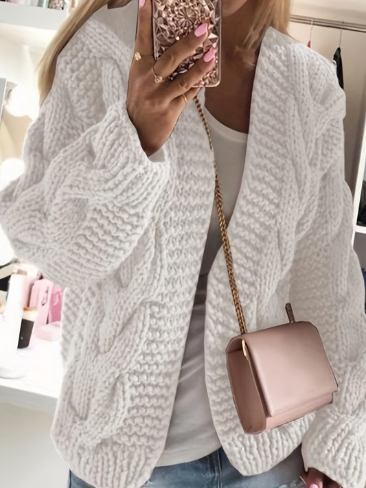 Cable Long Sleeve Open Front Cardigan