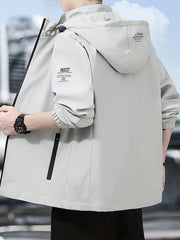 Men's Casual Stretchy Hooded Windbreaker Coat for Spring Autumn