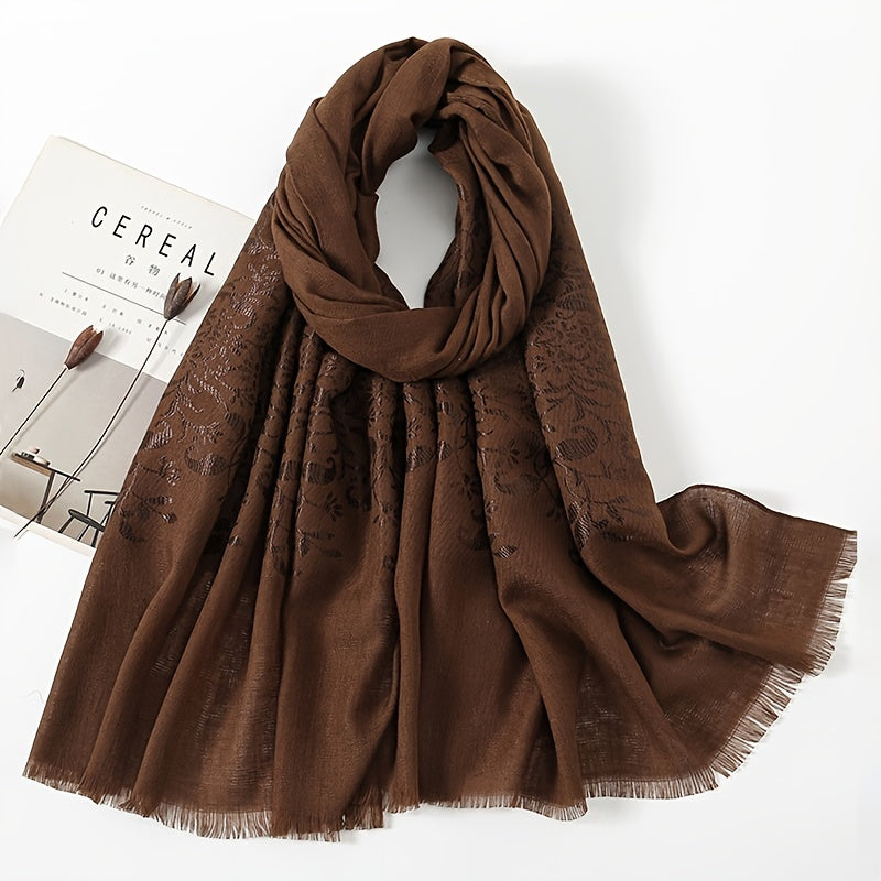 Pattern Fringed Scarf Thin Breathable Shawl Long Sunscreen Head Wrap