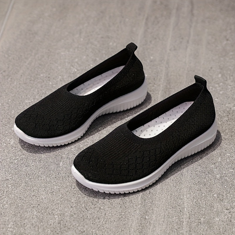 Women's Knitted Slip On Flat Shoes Soft Sole Lightweight Sock Shoes