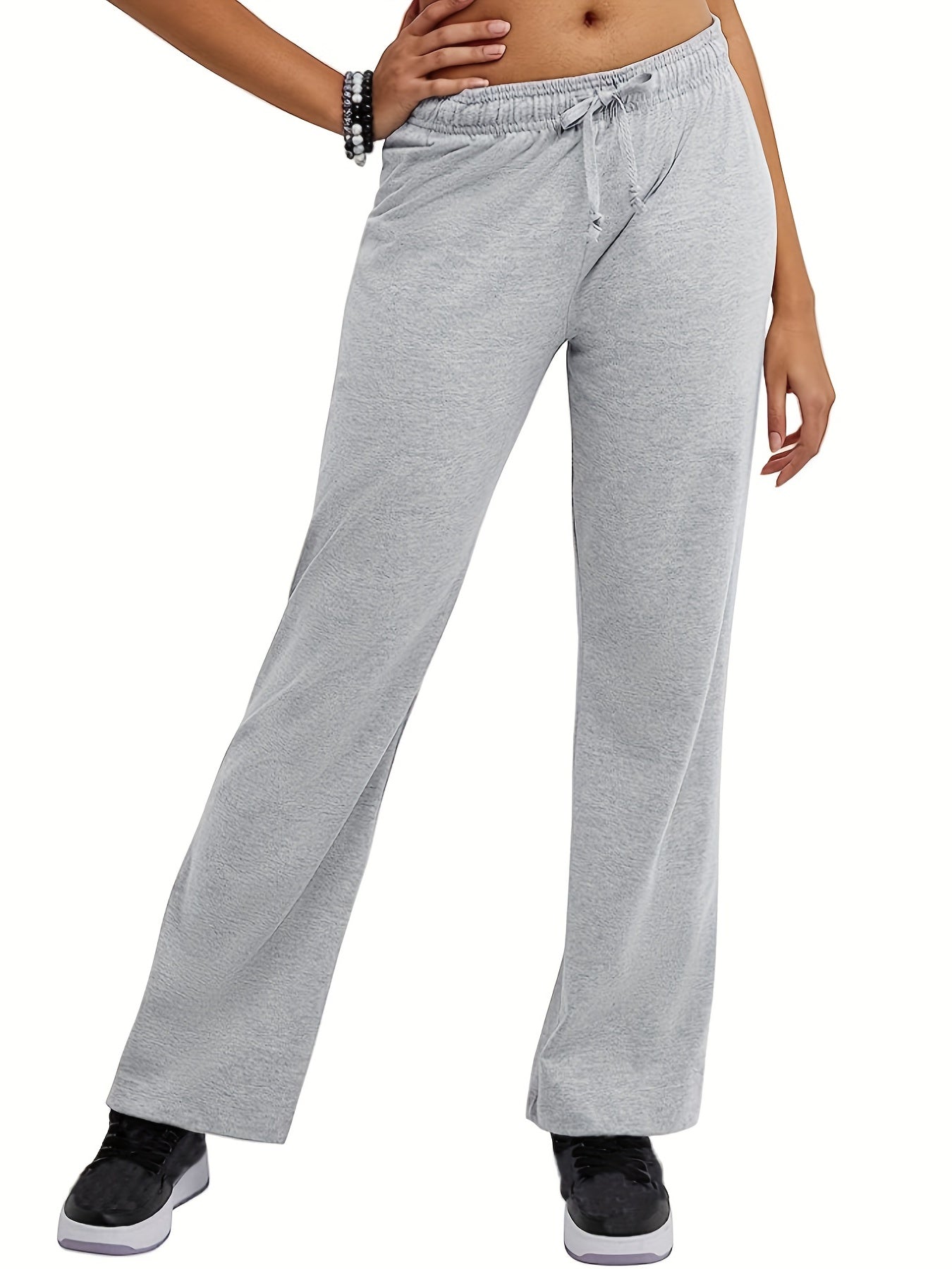 Sporty Drawstring Waist Cotton Sweatpants