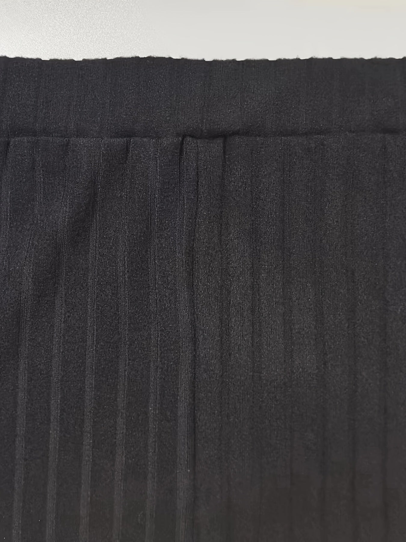  Ribbed Side Split Maxi Skirt