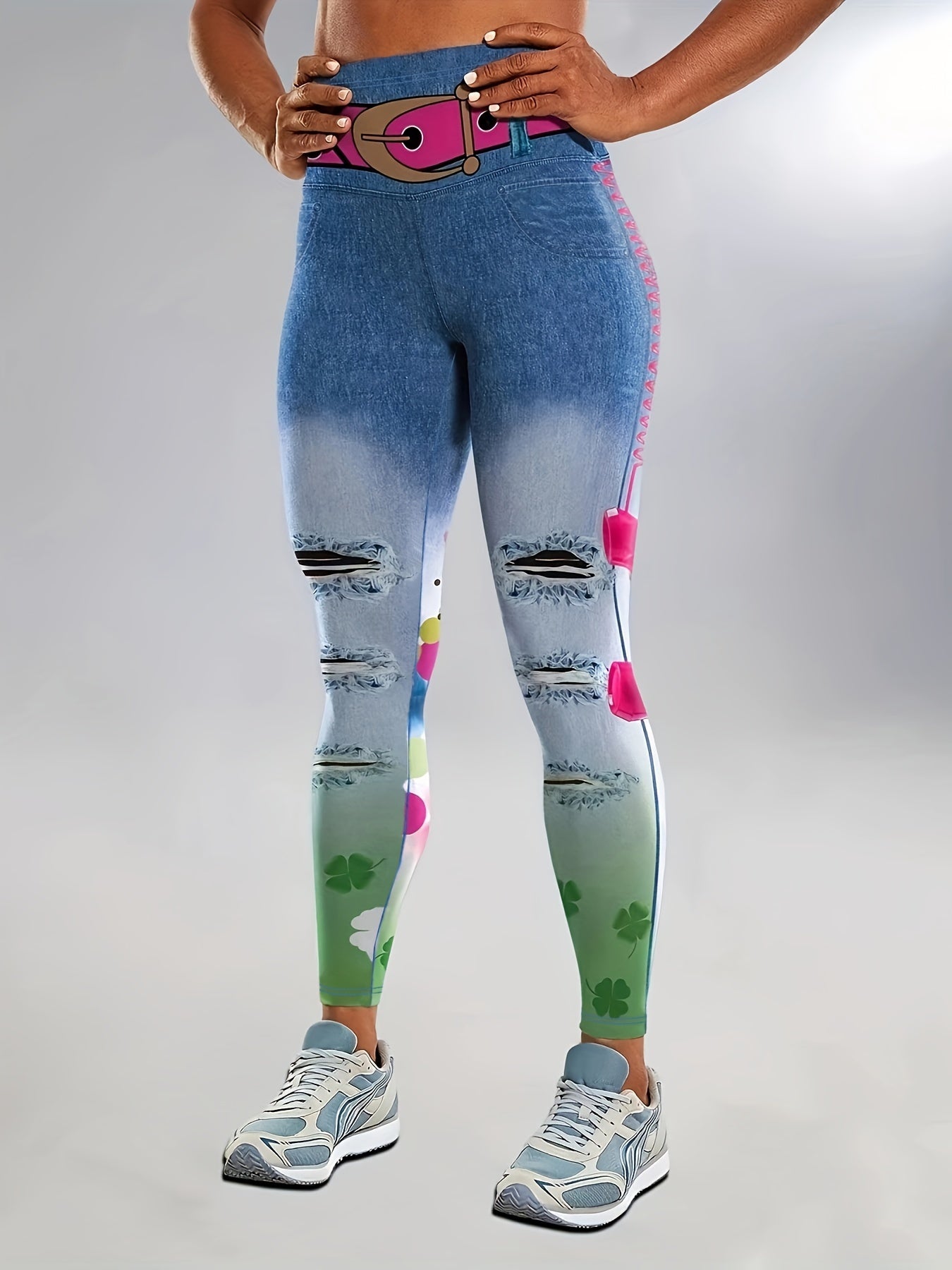  Denim & Clover Print High Rise Leggings