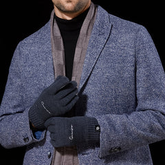 Men's Winter Knit Gloves Double Layer Hand Cover Windproof & Warm Fleece