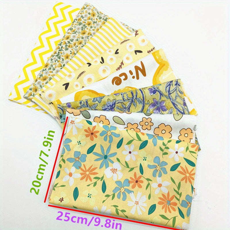 8pcs Yellow Cotton High Bed Sheet Fabric Doll Clothes DIY