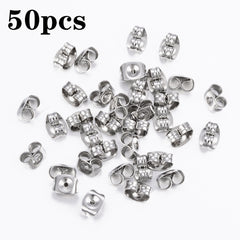 50pcs Casual Earring Back Plugs Round Ear Studs Jewelry Accessories DIY