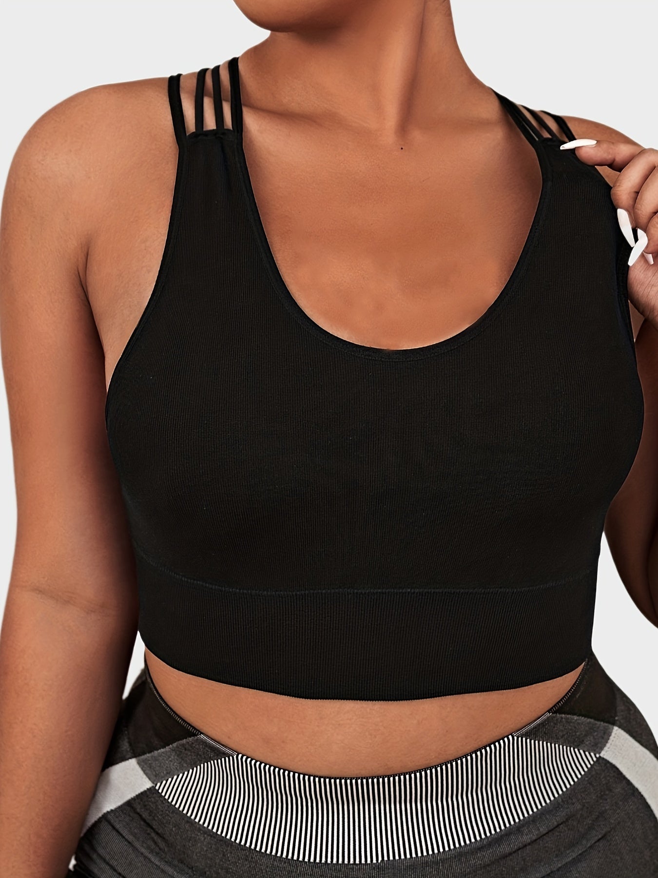  Sports Bra Women's Plus Split Strap Criss Cross Back Seamless Bra