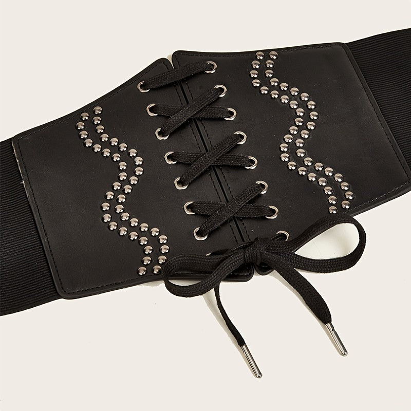 Women's Pu Leather Corset Belt Wide Retro Elastic Tight Waist Dress