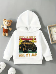 Boys' Hooded Car Print Sweater Top