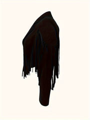  Solid Fringe Trim Crop Blazer