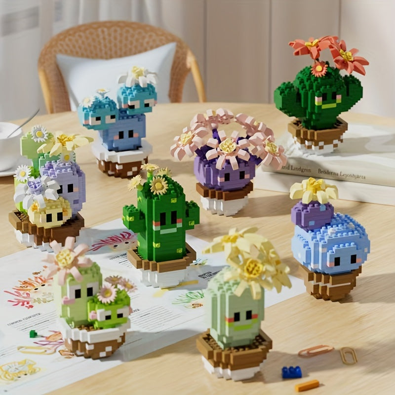 Cactus Series Building Blocks Set - Creative Plant Themed Kit - Assorted Colors