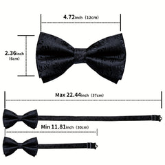 Men's Paisley Silk Bow Tie Set with Cufflinks - Wedding Party
