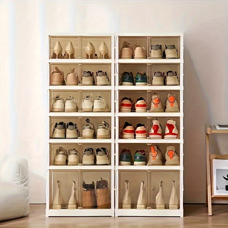 1pc Folding Shoe Rack Plastic Shoes Storage Box Space Saving Organizer