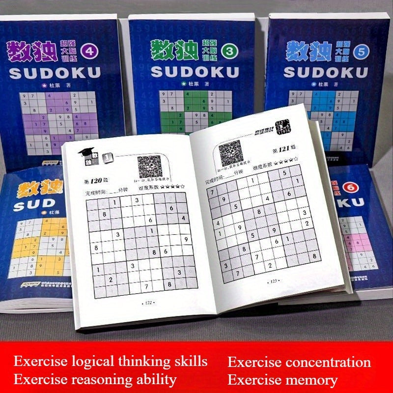 Complete Sudoku Game Set 6 Books Portable Mini Grid Puzzles for All Skill Levels