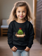 Candy Cane Tree Graphic Crew Neck Long Sleeve Sweatshirt for Kids