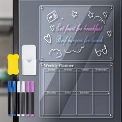 2PCS Acrylic Magnetic Calendars For Fridge, Reusable Planner Whiteboard