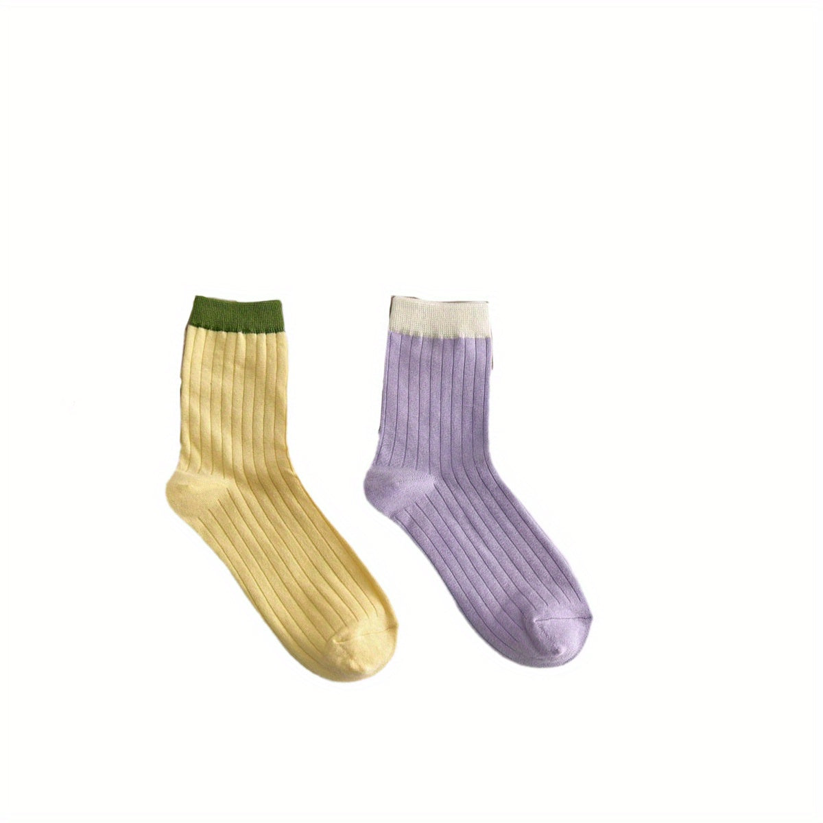Colorblock Crew Socks Breathable Mid Tube Stockings