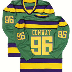 Men's Long Sleeve Ice Hockey Jersey 96 Green Retro Classic Embroidery Stitched