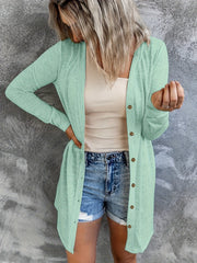  Solid Long Sleeve Button Up Cardigan