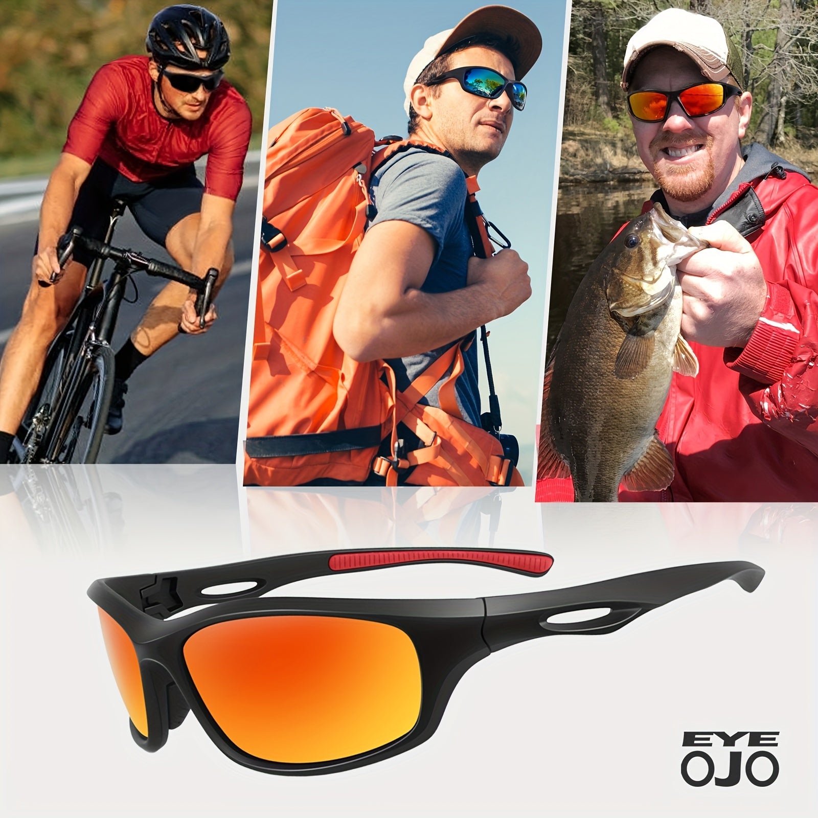EYEOJO Sport UV400 Polarized Sunglasses Casual Driving Fishing Running Cycling