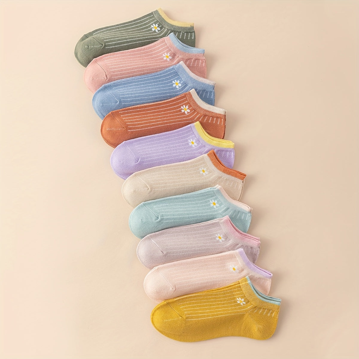 10 Pairs Floral Pattern Low Cut Ankle Socks - Women's Stockings