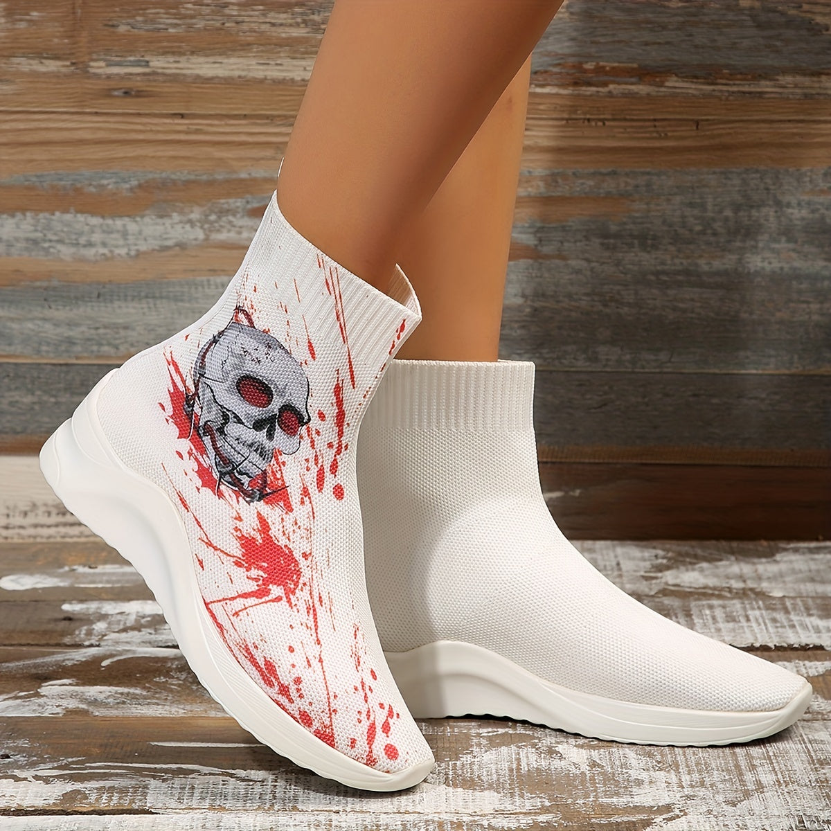 Women's Skull & Blood Ankle Boots Halloween Sneakers
