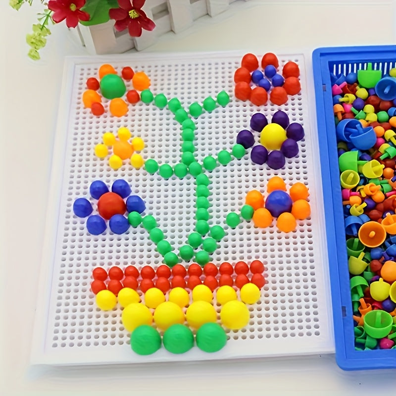 296 Mushroom Nail Toys Puzzle Board Building Blocks