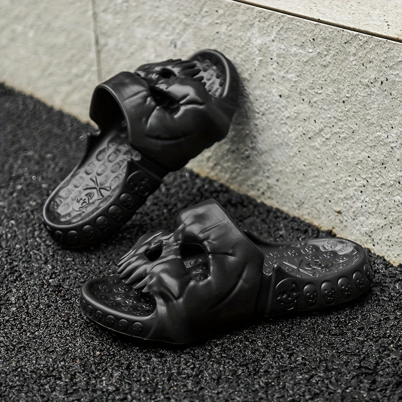 Men's Skull Slides Non Slip Slippers Open Toe Shoes Indoor Outdoor Beach Shower