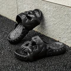 Men's Skull Slides Non Slip Slippers Open Toe Shoes Indoor Outdoor Beach Shower