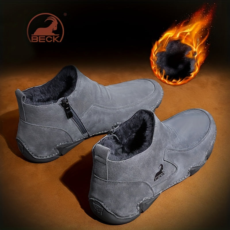 Men's Thermal Winter Shoes Boots With Side Zipper