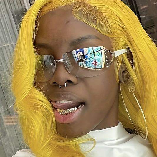 Rimless Rectangle Y2K Sunglasses for Women